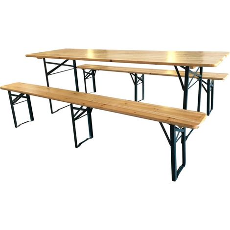 Set Birreria Tavolo + 2 Panche 80x220 in Legno Naturale Richiudibile Salvaspazio (1/4)