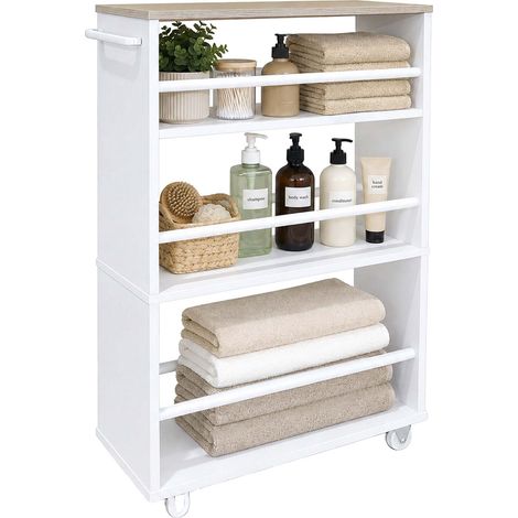 4 tier slim trolley with handle - natural white 229384393 (1/5)