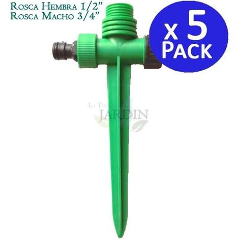 Pack 5 Pinchos porta aspersores plástico hembra 1/2'' - macho 3/4'', Compatible con sistemas de riego (1/2)