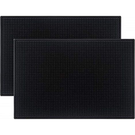 Set of 2 black non-slip bar mats for serving cocktails (1/5)