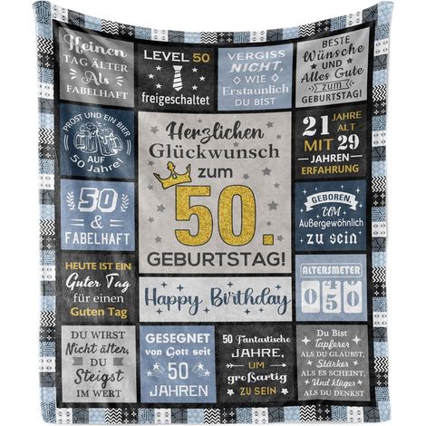 Plaid Coperta 50° Compleanno Lui Morbida 150x130 cm (1/5)