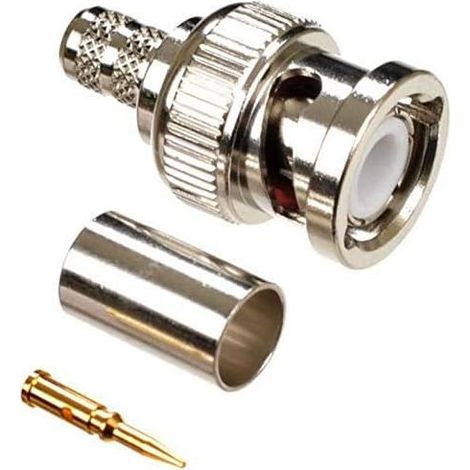 BNC Male Connector - RG59 Coaxial Cable - CCTV Video Surveillance - Crimp Type - Pack of 20 (1/5)