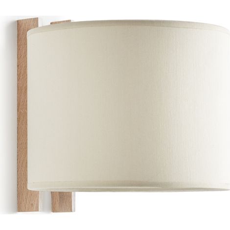 Applique COMPACT E27-Ø45 40W Coton beige Bois de hêtre (1/3)