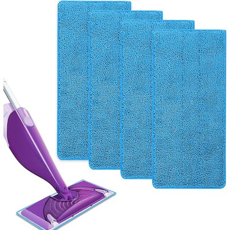 CCYKXA4 Remplacement Lingettes Reutilisable pour Swiffer WetJet Spray Balais Lavables en Microfibre pour le Nettoyage des Sols(Bleu (4pcs)) (B) (1/5)