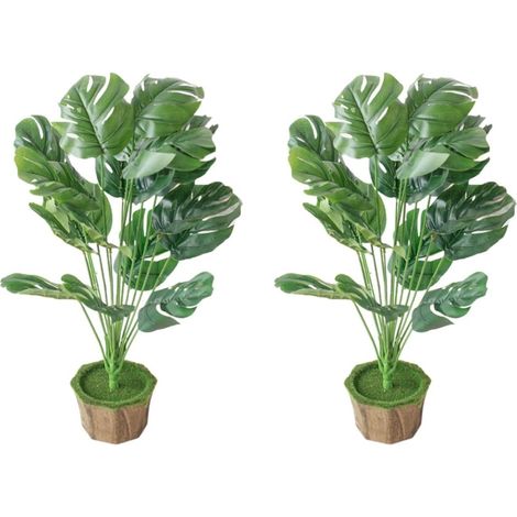 2pièces Plante Artificielle Bonsai Pot Décoration De Bureau avec Vertes Réalistes Ajout De Fraîcheur à Votre Intérieur (1/5)