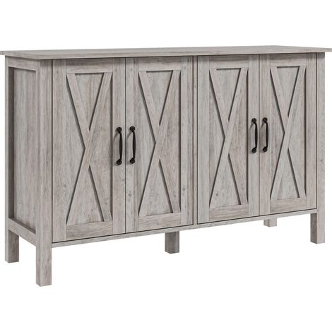 Mobiletto Multiuso stile Rustico con 4 Ripiani Portaoggetti Regolabili, in Legno, 120x37x75 cm, Grigio