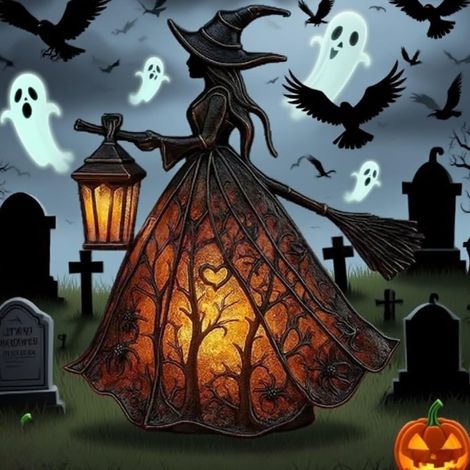Lampe de sorcière d'Halloween, lampe chapeau de sorcière en résine, lampe LED gothique de table, décoration polyvalente pour les fêtes d'Halloween en intérieur et en extérieur. (1/5)