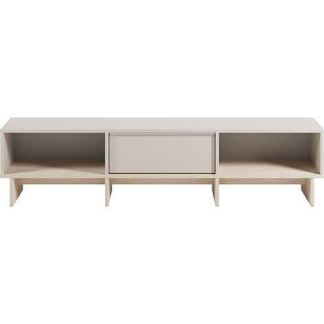 Meuble TV 1 porte en bois et métal L170cm - Beige - Harriet