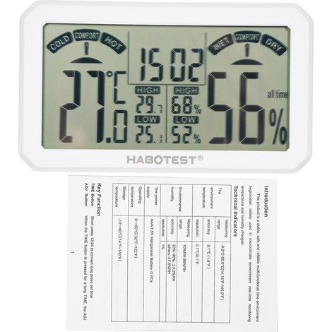 HABOTEST Mini-Digital-Hygrometer und Thermometer, Innenraum-Luftfeuchtigkeitsmesser, Raumtemperatursensor mit