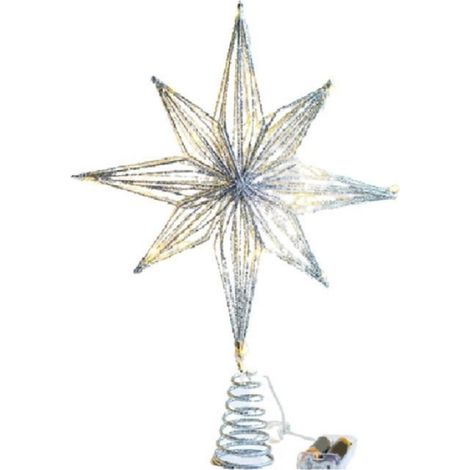 de NoëL Lampe LED éToile DéCorations de NoëL pour Ornements D'Arbre LumièRe D'Arbre éToile à Huit Branches, Argent LAMPE DECORATIVE (1/4)