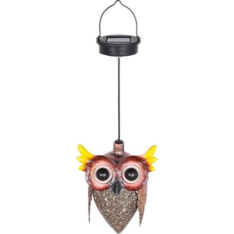 Tomfeel Eulen-Solarlampe, Hängeleuchte, Metall-Kronleuchter, Tier-Gartendekoration, Heimdekoration