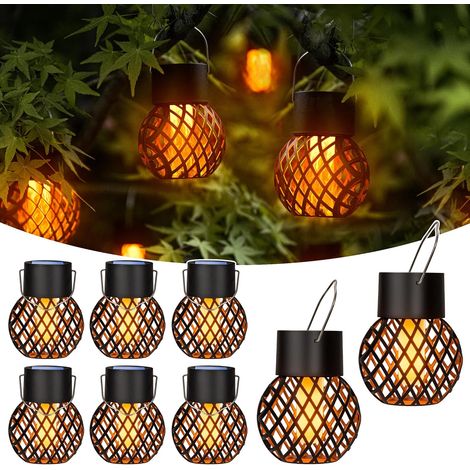 Lampes solaires de jardin extérieur, lot de 8 lampes solaires à flamme vacillante, étanches pour jardin, cour, clôture, arbre [Classe énergétique A++] (1/5)