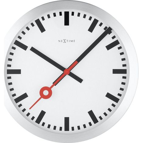 Horloge Murale et à Poser Silencieuse en Aluminium Blanc Style Gare Ø 19 ou 35 cm - PANGIVO