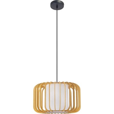 Lampada a sospensione Viva in legno nero e chiaro per lampadina E27