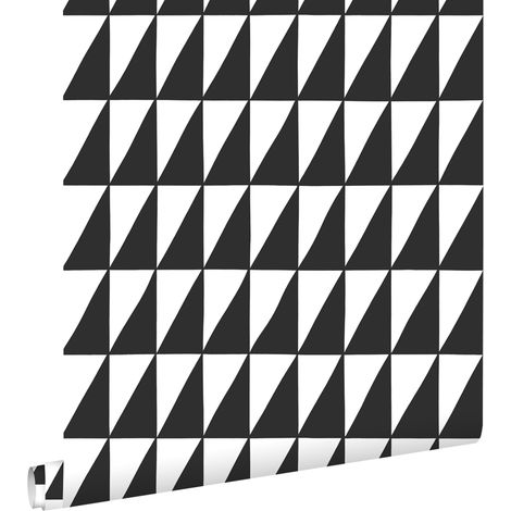 papier peint triangles graphiques noir et blanc  - ESTAhome (1/5)