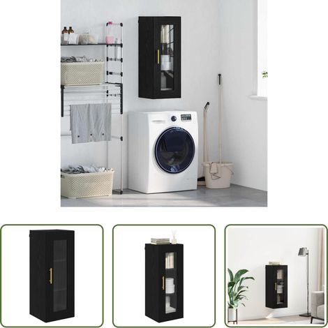 Wandregal -  Wandschrank Schwarz Eichen-Optik 34,5 x 34 x 90 cm (1/5)