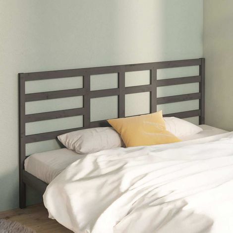vidaXL Cabecero de cama madera maciza de pino gris 206x4x104 cm (1/5)