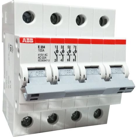 Interrupteur (E200) 4 pôles 100A Levier Gris 2CDE284001R1100 ABB 364121