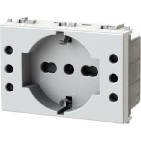 Modulo presa schuko e 2 prese 10A, serie P, bianco, 16A, compatibile con serie Vimar Plana - 4Box P503 4BP503.V14 (1/7)
