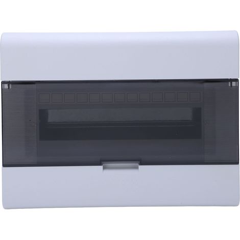 Boîte de distribution électrique 13 voies avec couvercle transparent, disjoncteur encastré et rail DIN (1/5)