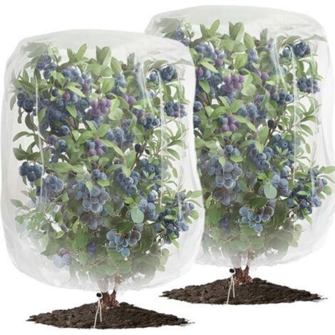 Lot de 2 filets anti-insectes et anti-oiseaux blancs (1 x 1 m) avec cordon de serrage, adaptés aux filets de protection des plantes (1/5)