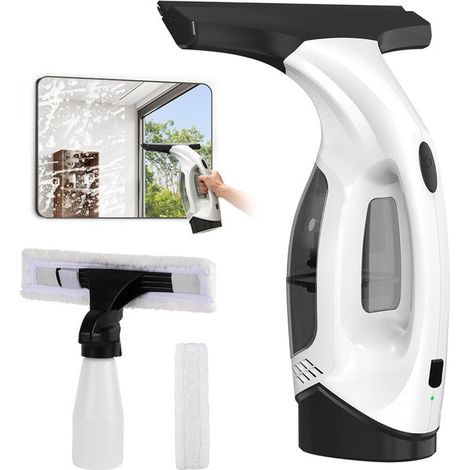 Nettoyeur de Vitres sans Fil - Nettoyeur de Vitres Électrique 2000pa avec Batterie 2200mah et Réservoir D'eau 150ml - Noir - Kit de Nettoyage de (1/5)