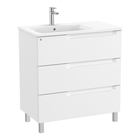 MUEBLE IZQUIERDA 800MM ALEYDA CON PATAS 3 CAJONES + LAVABO BLANCO MATE