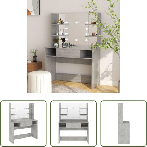 Miroir de maquillage - Table de maquillage éclairage LED 100x40x135 cm MDF Gris béton (1/5)