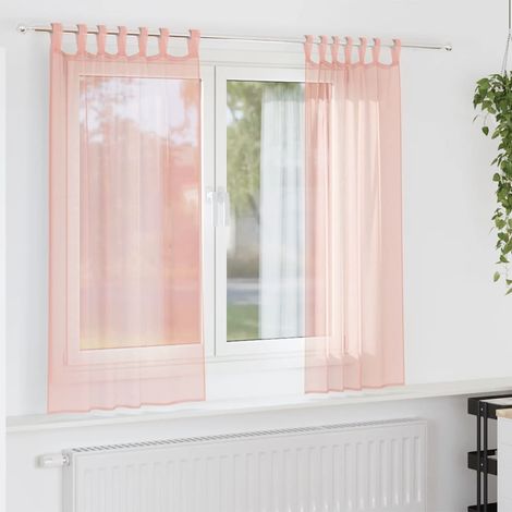 Voile Vorhänge mit Schlaufen 2 Stk. Rosa 140x140 cm