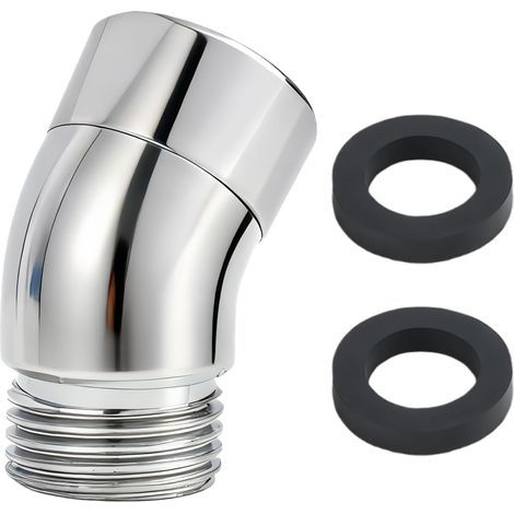 Adaptateur de Pommeau de Douche 135 Degrés, Raccord de Tuyau Universel 1/2 Pouce, Coude Orientable Chromé Anti-Fuite, Pièce Articulée pour Douchette Murale et Flexible de Douche (1/5)