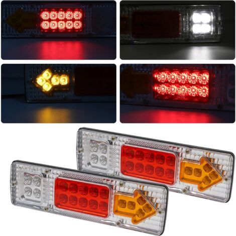 Feux arrière LED 131 LED super lumineux 12-24 V étanches clignotants feux de freinage universels pour véhicules agricoles, tracteurs, remorques, camping-cars, camping-cars.