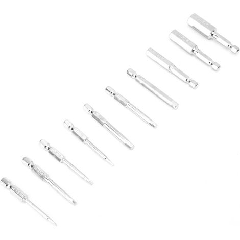Lot de 10 embouts de tournevis hexagonaux magnétiques de 1,5 à 12 mm, longueur 60 mm (1/5)