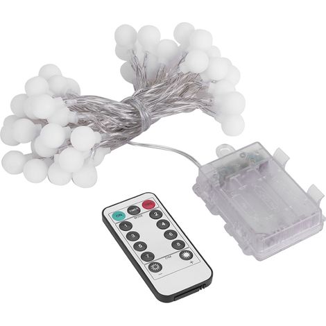 Décorations lumineuses à 50 LED, huit fonctions, finition mate, boîtier à piles, télécommande (blanc chaud) (1/5)