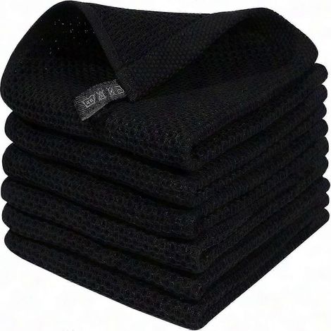 Lot de 6 torchons de cuisine 100% coton éponge, serviettes à vaisselle avec passant mural, chiffons absorbants pour séchage, linge de maison pratique, boucle de suspension incluse. (1/5)