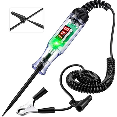 Tira de prueba para automóviles 3 - 48V Pantalla digital de voltaje LED - Probador de circuitos automático con voltímetro e indicador de polaridad de dos colores (1/4)