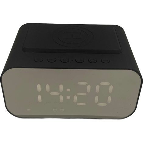 Bluetooth-Lautsprecher mit LED-Uhr, FM-Radio und USB-Schnellladefunktion – kabelloses Laden
