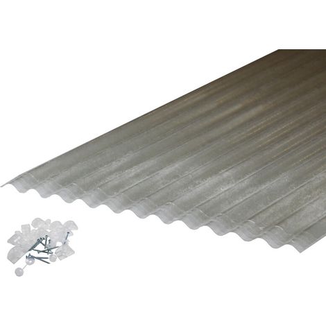Lote 5 Placas de Poliéster Onduladas PO 76/18 con 5 Kits de Fijación - Translúcidas, 90x200 cm
