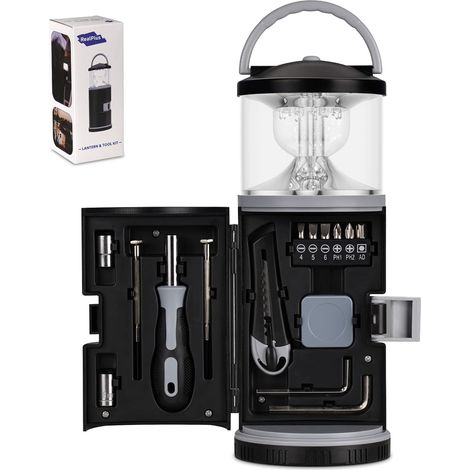 Geschenk für Vater mit Geschenkbox, LED-Campingleuchte mit gängigem Werkzeugsatz, Notlichter für Auto, Angeln, Stromausfälle, Geschenk für Papa Opa