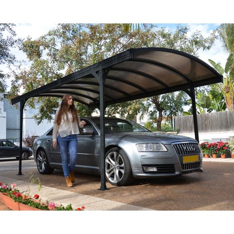 Carport Vitoria 5,01 x 2,91 m – Structure en aluminium – Panneaux en polycarbonate – Résistant aux intempéries – Protection UV – Tepro (1/10)