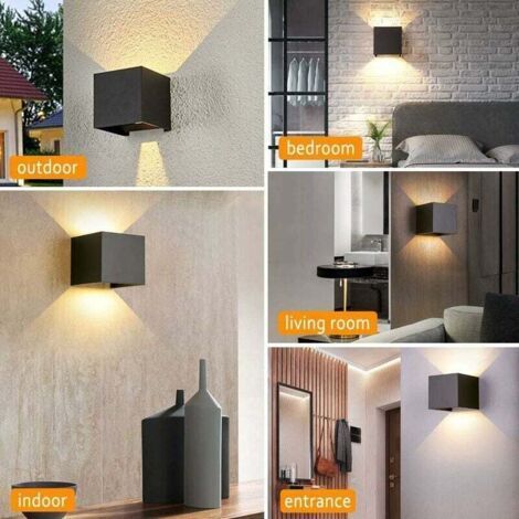 Applique murale  12w Led Applique Intérieur Extérieur Blanc Chaud 3000k Applique Led Avec Angle De Faisceau Réglable Ip65 Étanche Led Lumière Extérieure (1/3)