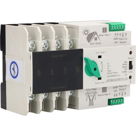 Commutateur de Transfert Automatique 4P 100A Double Alimentation Contrôleur Rapide Milliseconde AC220V PV vers Réseau (1/5)