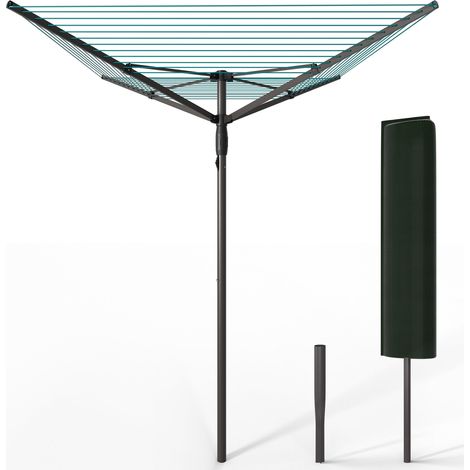 Vounot – Étendoir à linge extérieur rotatif 45m – Housse imperméable – Charge maximale 30kg – Structure métallique robuste – Rotation 360°