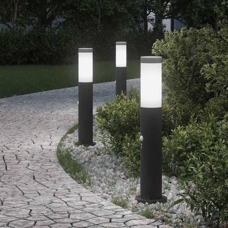 vidaXL Lampioni a paletto con sensore 3 pz 50 cm Acciaio Inox IP44