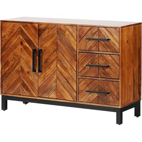 Parquet 120 cm Sideboard - Mango Wood/Iron - L40 x W120 x H80 cm - PP Finish