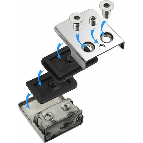 Ulisem 8X Morsetto di fissaggio per vetro in acciaio inox con retro piatto, diametro 8-10 mm, per corrimano