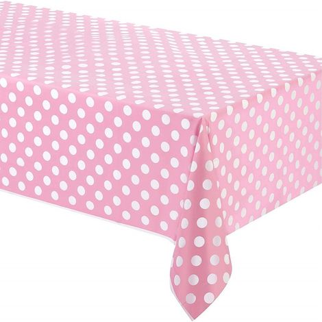Nappe En Plastique Pour Fêtes Rose à Pois Anniversaire Mariage Baptême
