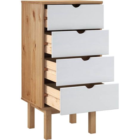 Schubladenschrank OTTA Braun & Weiß 45x39x90 cm Massivholz vidaXL (1/5)