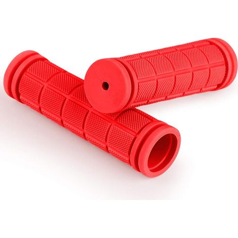 1 par de puños ergonómicos para bicicleta, fabricados en goma suave antideslizante, de 22 mm de diámetro, color rojo. (1/5)