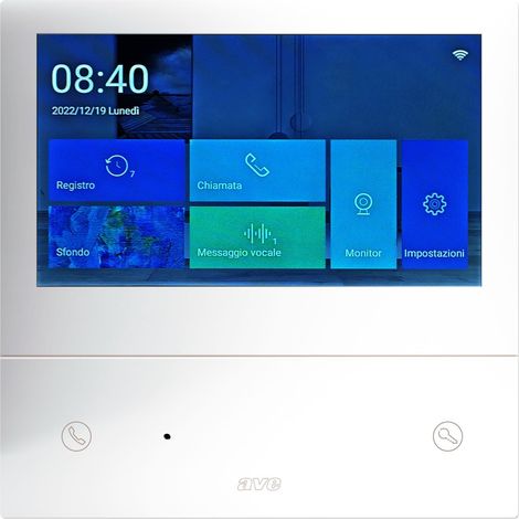 Monitor interno LCD Touch screen da 7" 2 fili Bianco AVE VI2F-PIT7WF