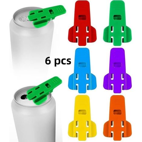 Ouvre Boîte Manuel - Multicolore - 6 Outils - Plastique - Dimensions Compactes - Protection Ongles (1/4)